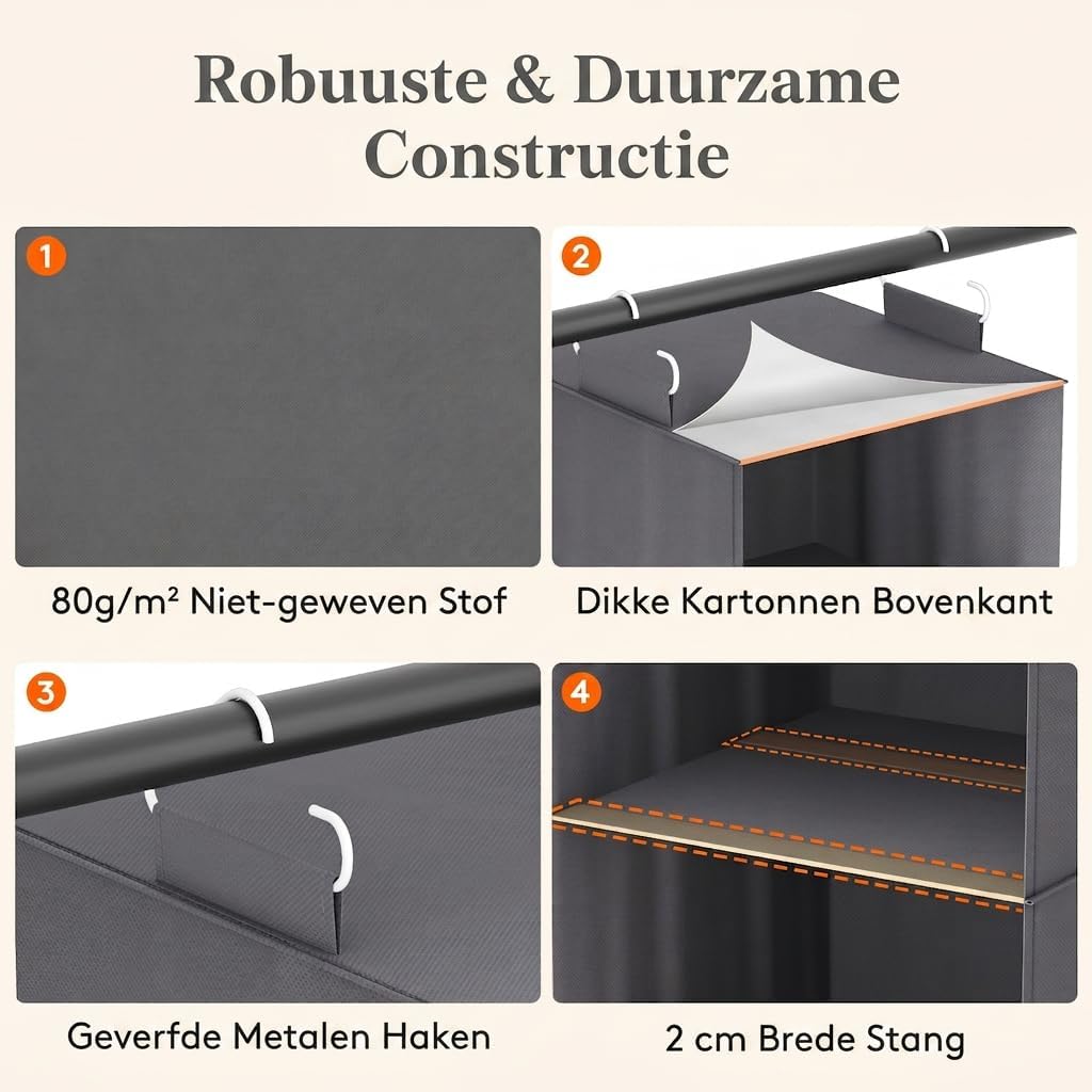 Detalle 2 de Lifewit LF230212 hangende kastorganizer met 5 vakken, opvouwbaar