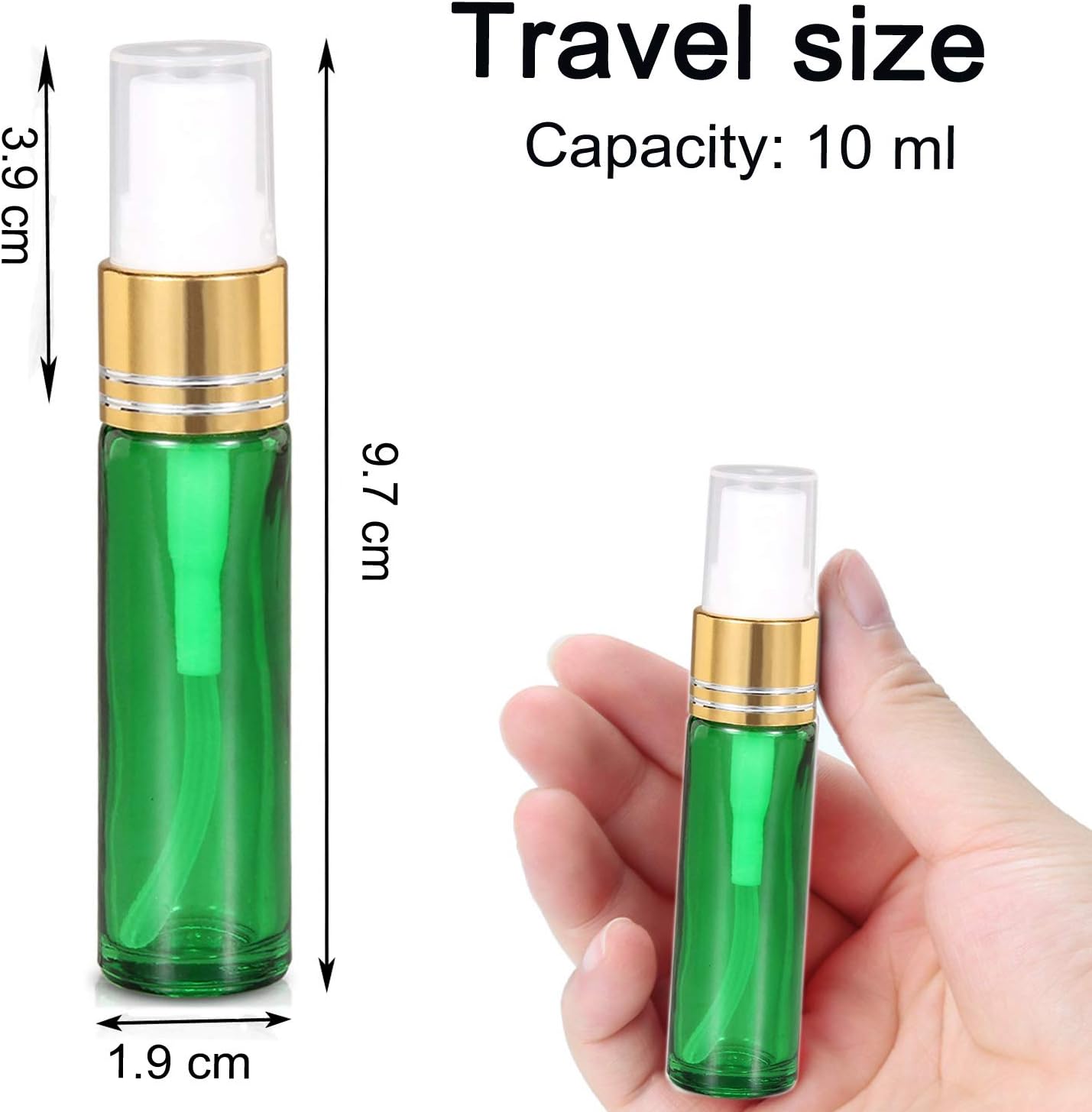 Detalle de JamHooDirect 6Pcs 10ml Empty Glass Spray Bottles with Golden Fine Mist Sprayers