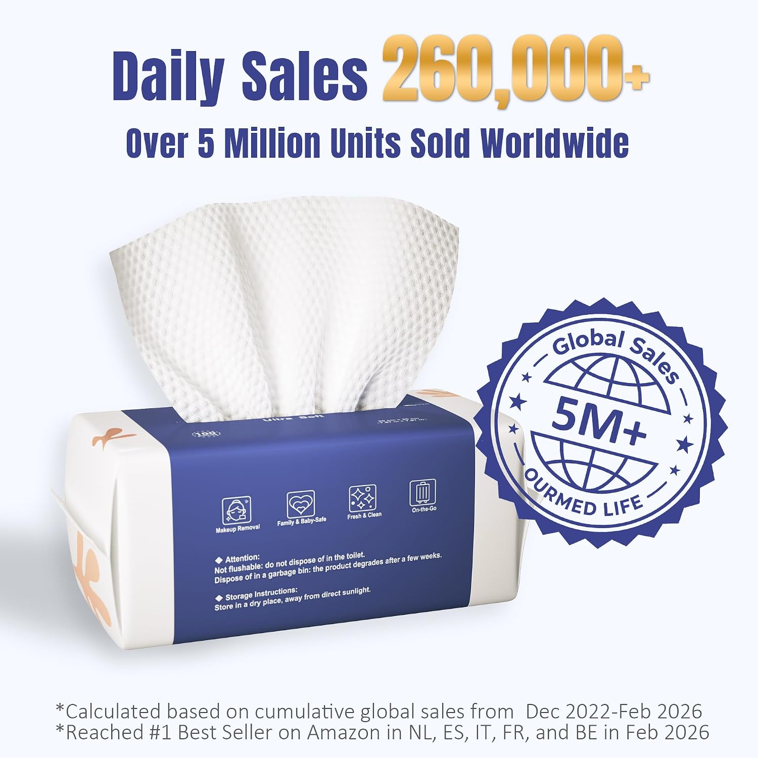 Thumbnail 1 de Ourmed Life Face Towels 100-count biodegradable wipes