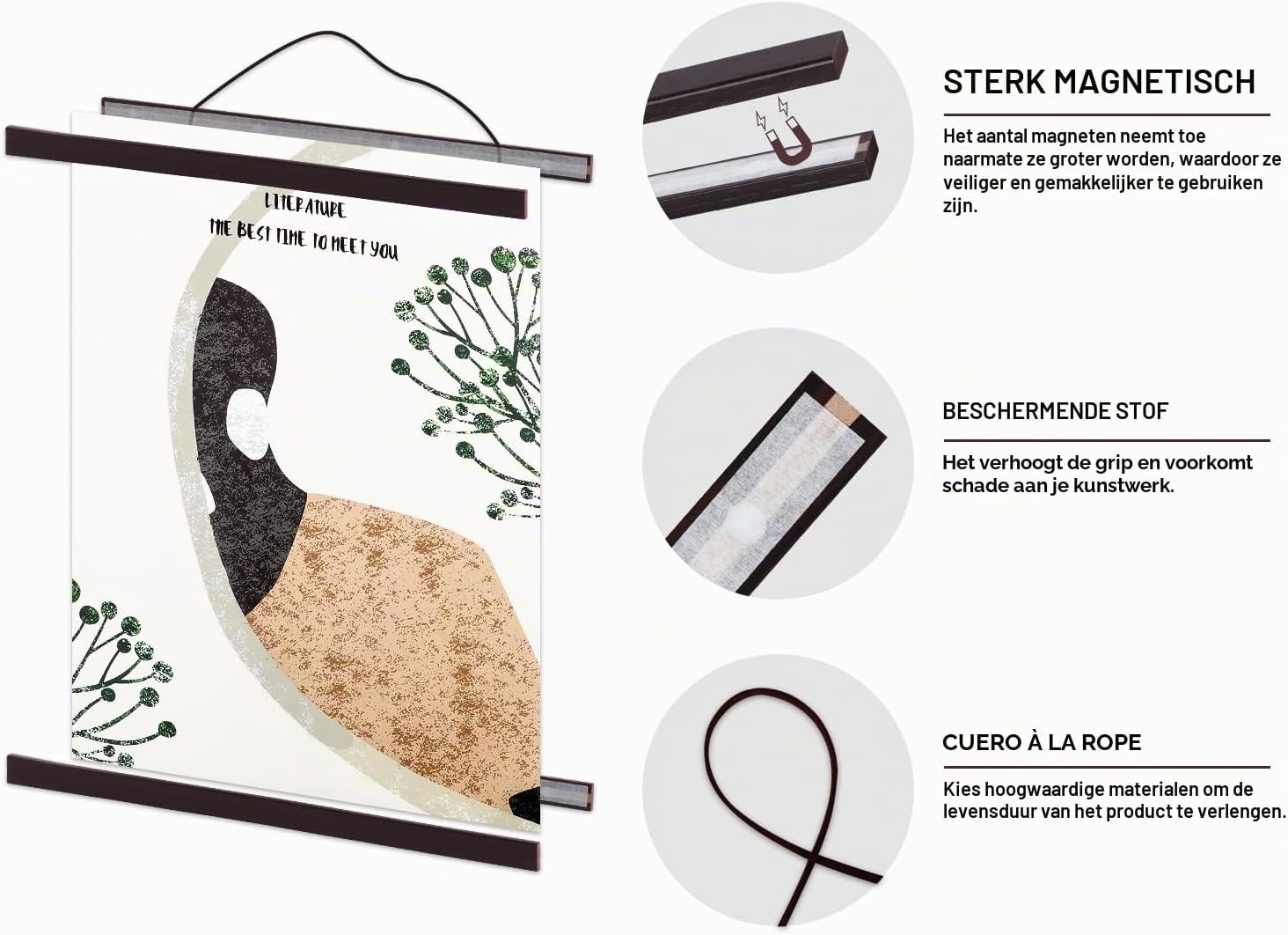 Thumbnail 3 de Benjia magnetische posterrail van hout, 61 x 91,5 cm, notenhoutkleur