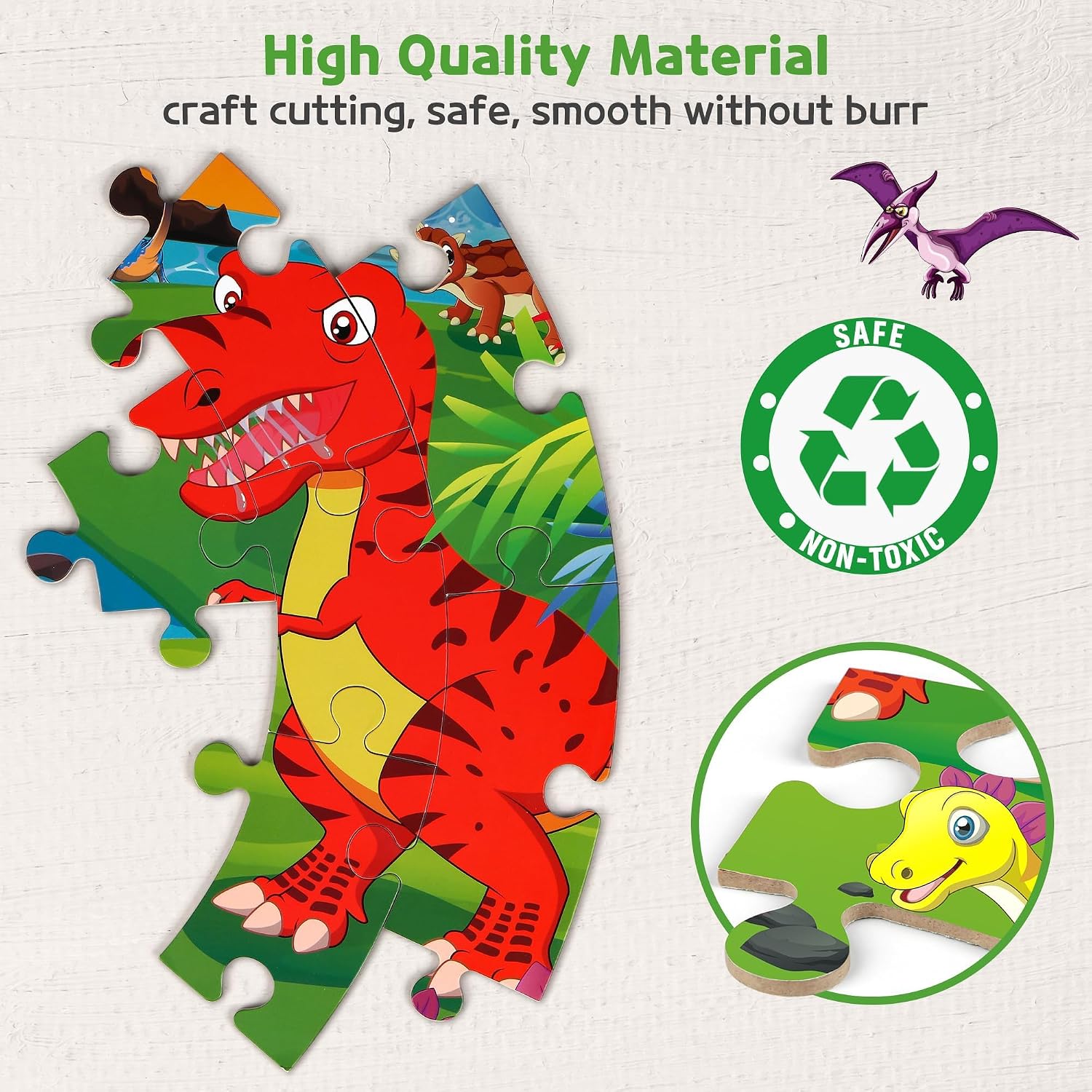 Detalle de SYNARRY SYNP061 Dinosaur Floor Puzzle, 70-Piece Round Jigsaw
