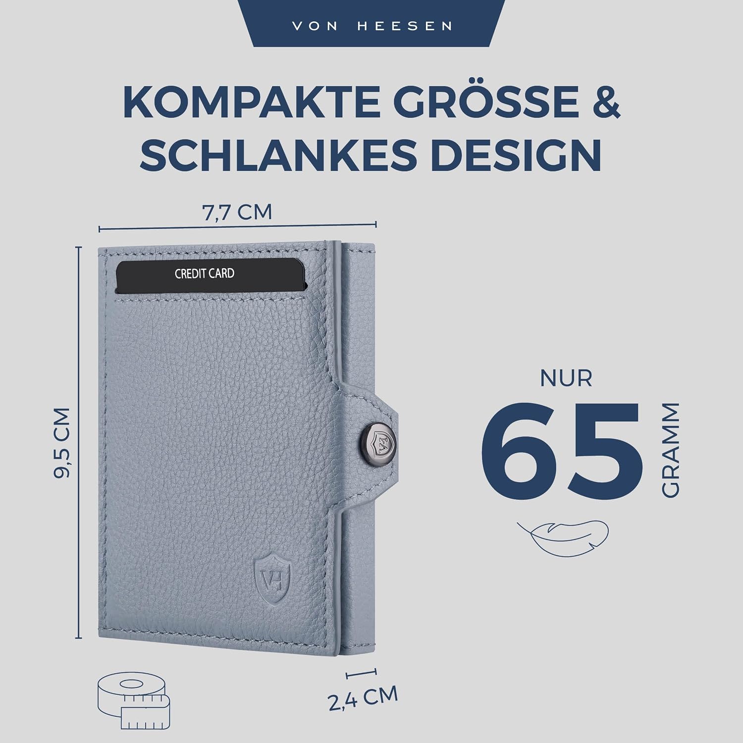 Thumbnail 4 de VON HEESEN Slim Wallet mit XXL Münzfach, RFID-Schutz & RFID-geschütztem Kartenfach – Hellblau