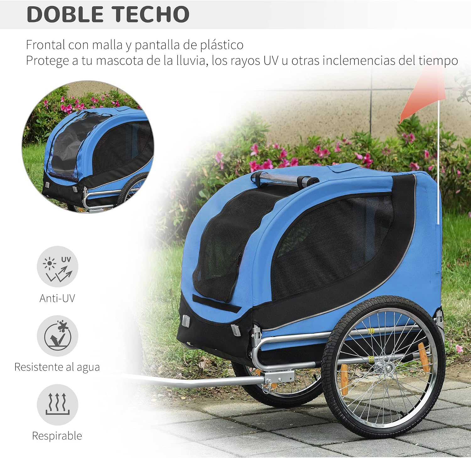 Thumbnail 3 de PawHut Remolque Bicicleta Perros 30 kg