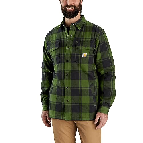 Detalle de Carhartt Camisa Abotonada Flannel Sherpa Verde Oscuro 👔