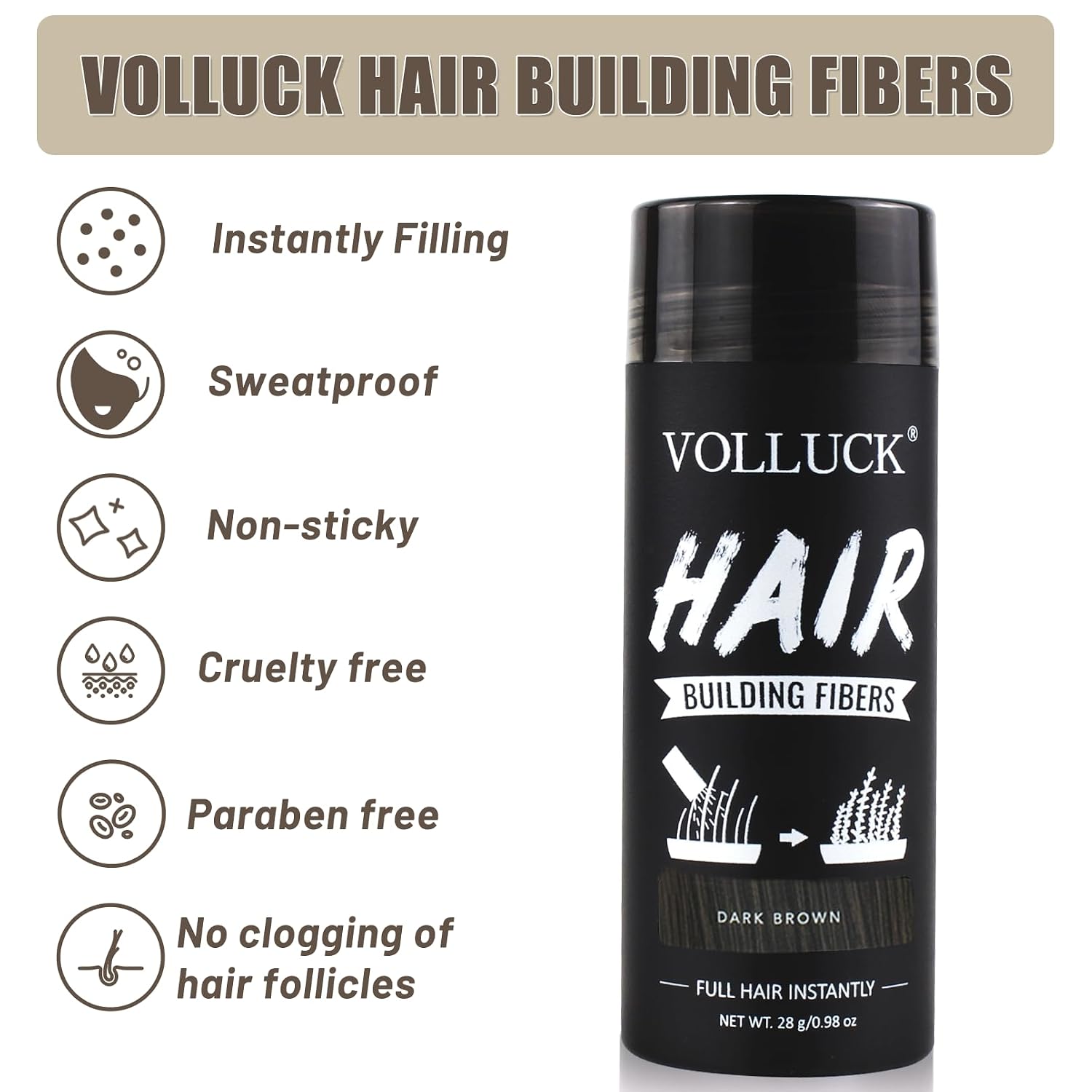 Thumbnail 6 de VOLLUCK Streuhaar 28 g Dunkelbraun — Haarverdichtung