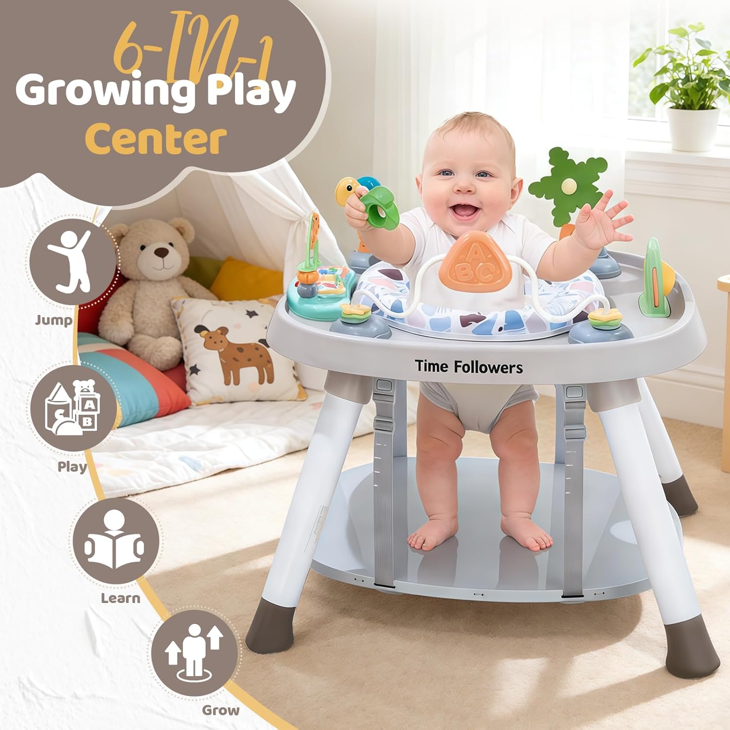 Thumbnail 1 de Time Followers 6-in-1 Baby Activity Center (4-Stage Montessori-Inspired) in Grey