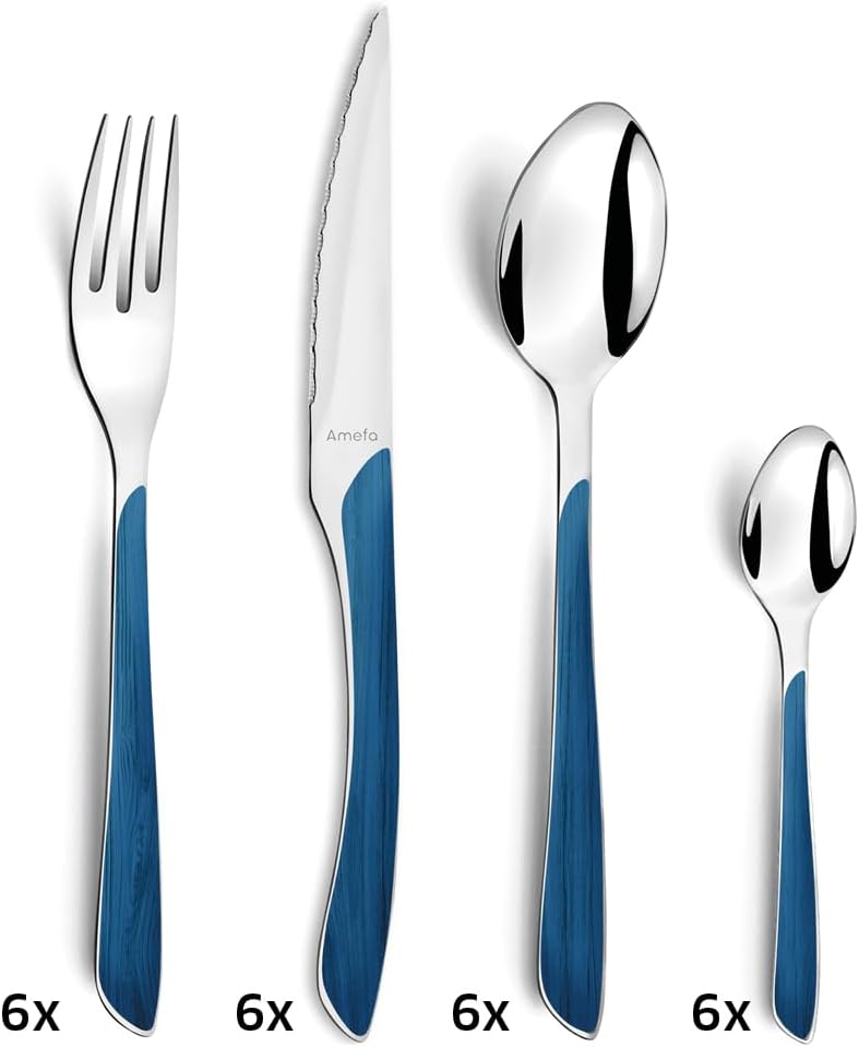 Thumbnail 3 de Amefa Brillo Natural Cubertería 24 Piezas Azul Marino 🍴