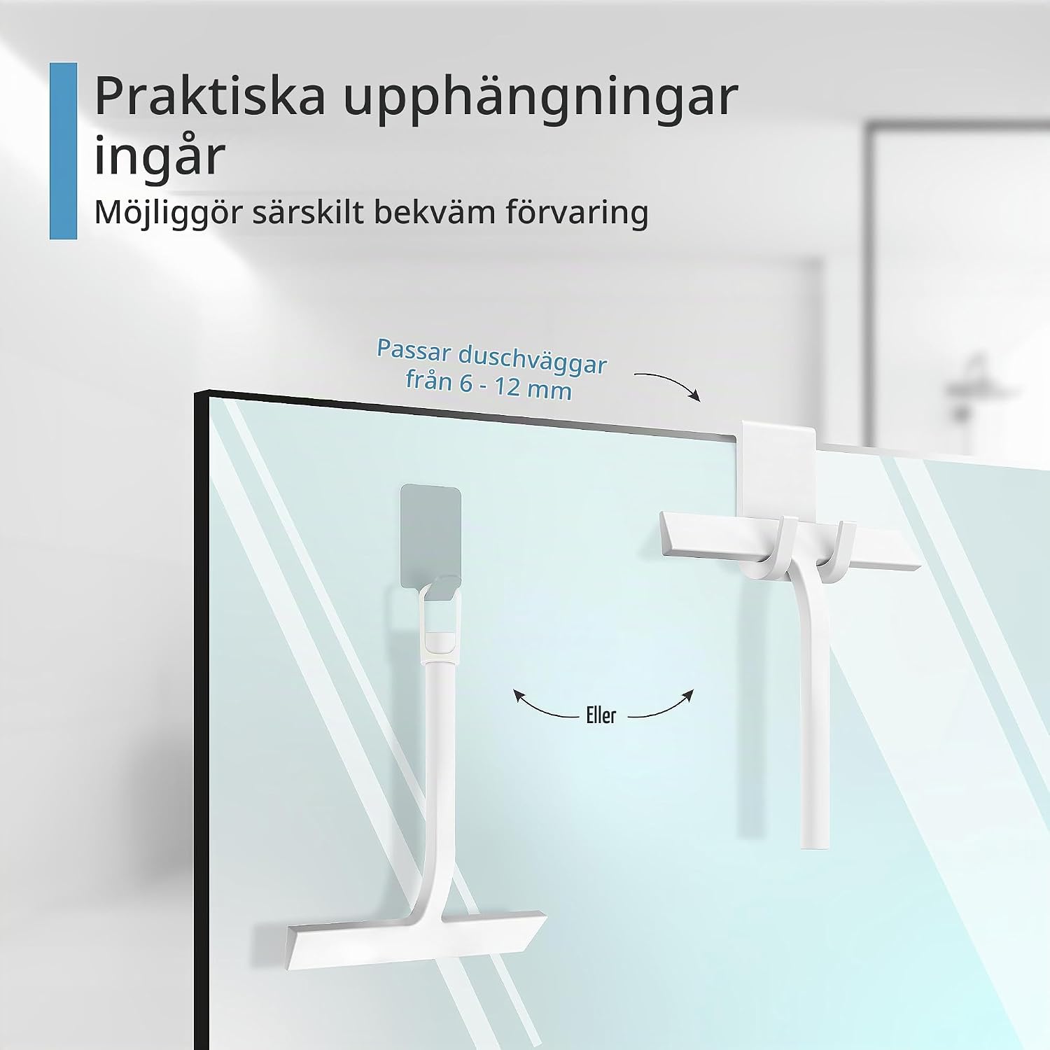 Detalle de virea duschskrapa 23 cm – vit silikon med kärna av rostfritt stål