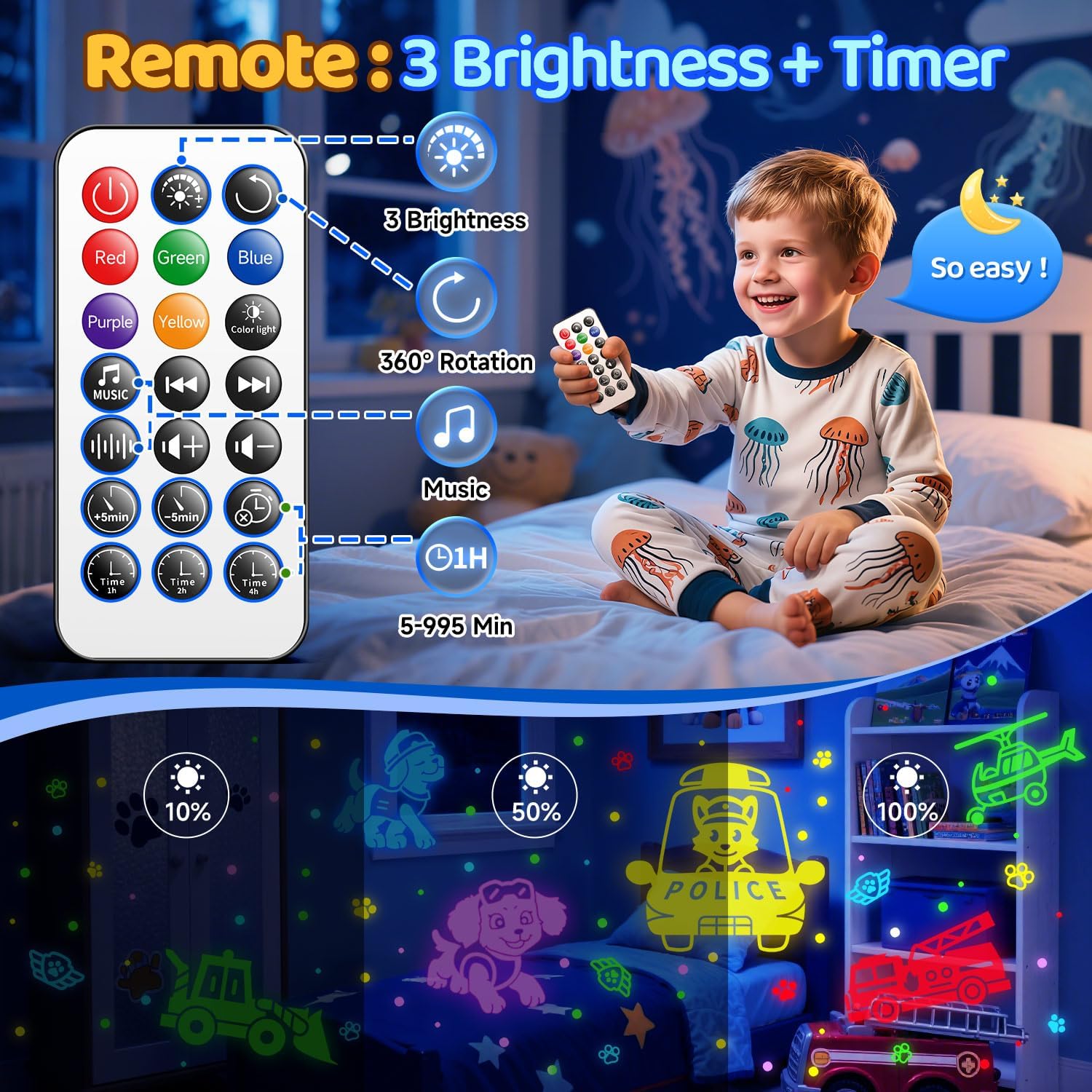 Thumbnail 4 de Kids Toys Puppy Projector 31‑Colour Night Light