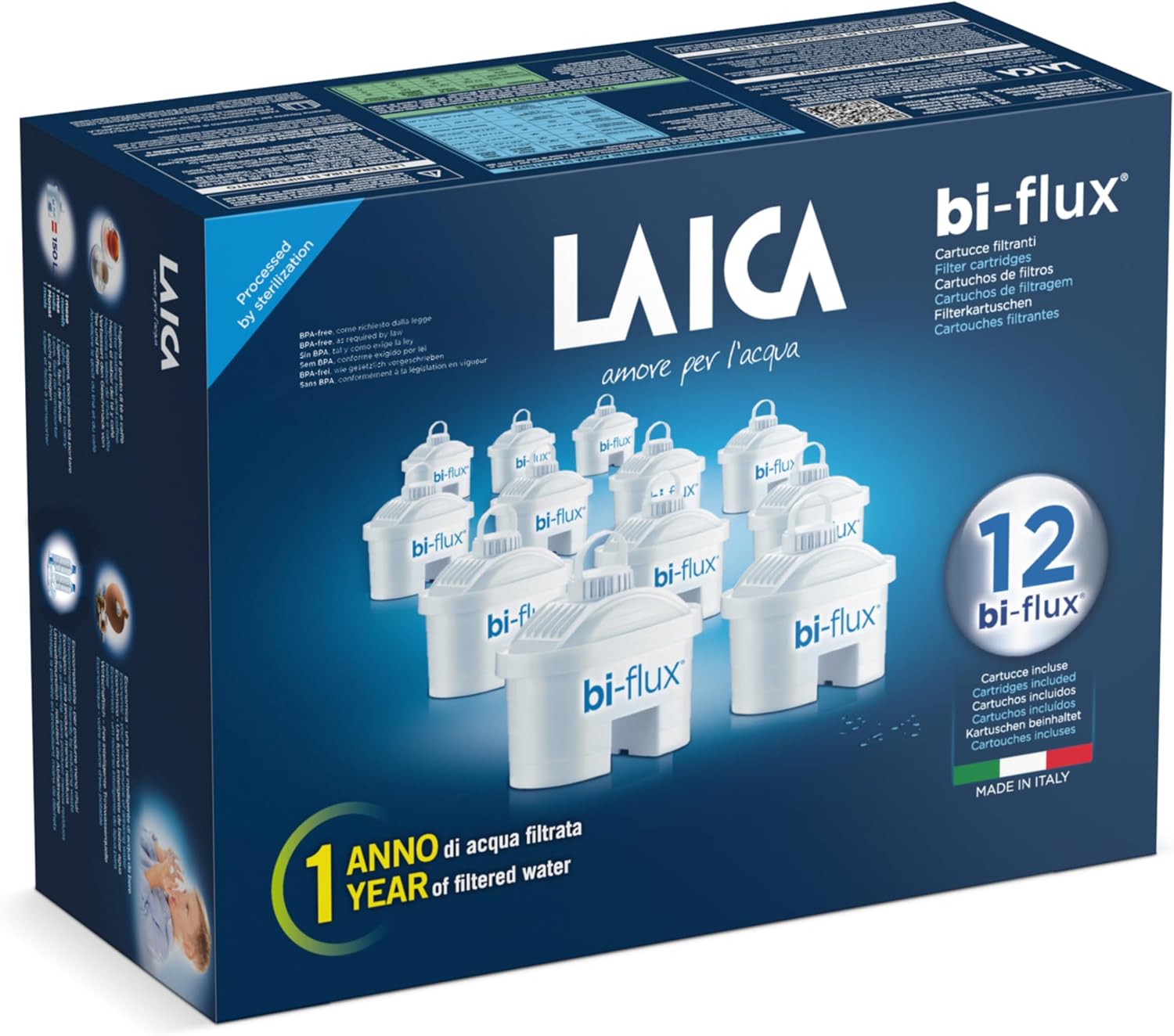Detalle de LAICA bi-flux 6 Filtri Acqua – Riduce Cloro, Calcare e Metalli Pesanti