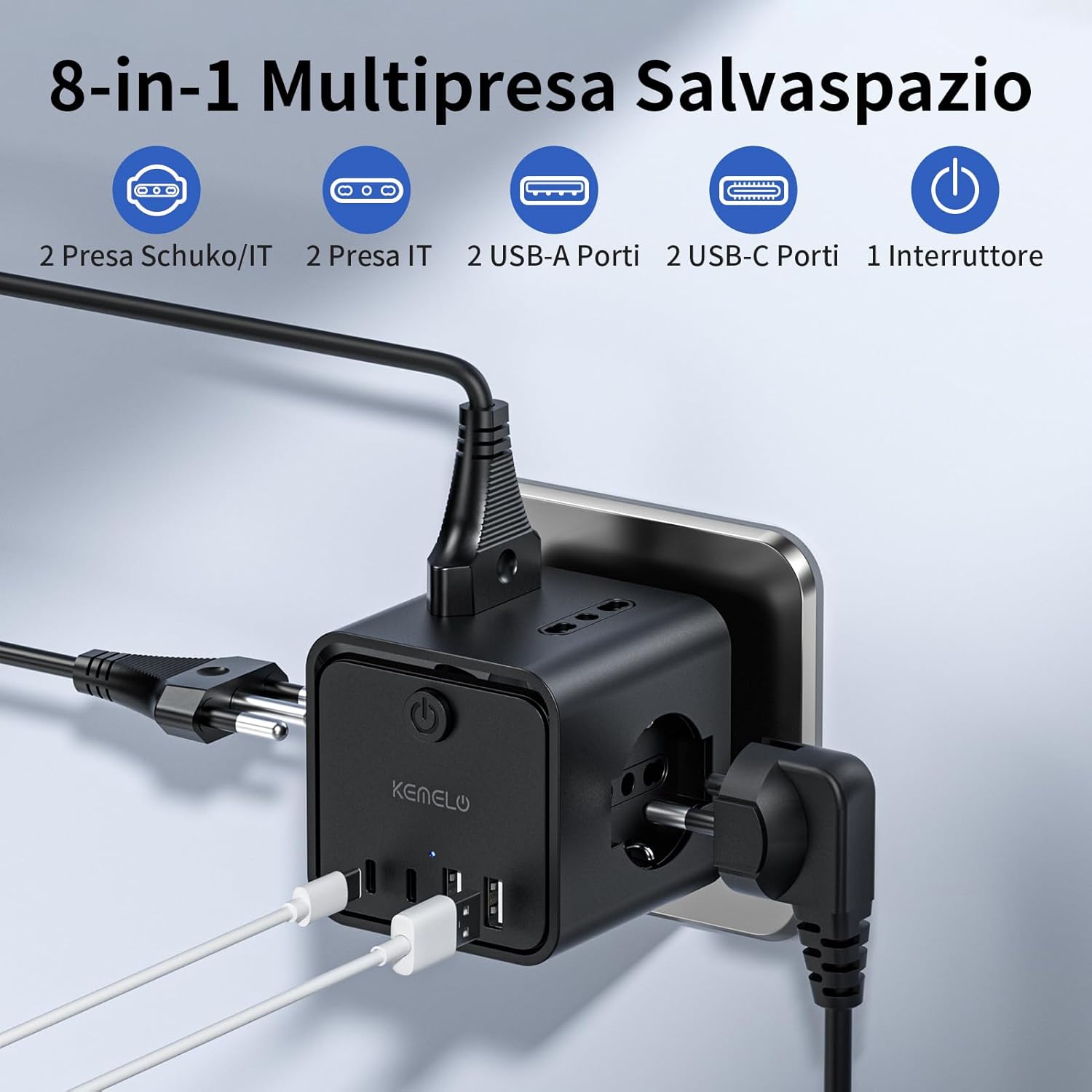 Detalle 2 de KEMELO Ciabatta elettrica 7 in 1 16 A
