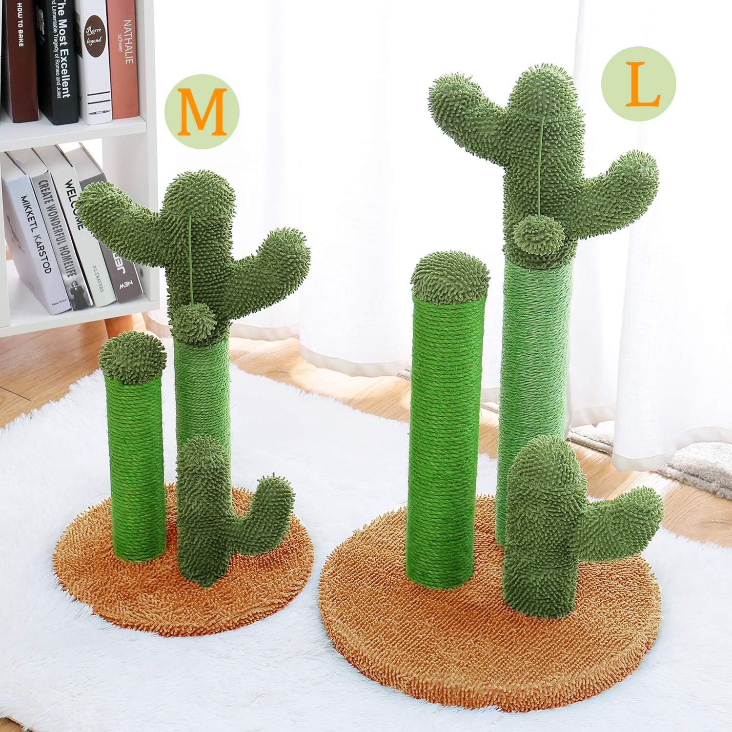 Thumbnail 1 de PAWZ Road Arbre à chat griffoir « Cactus » en sisal – ensemble 3 poteaux (taille L 68,5 cm), marron