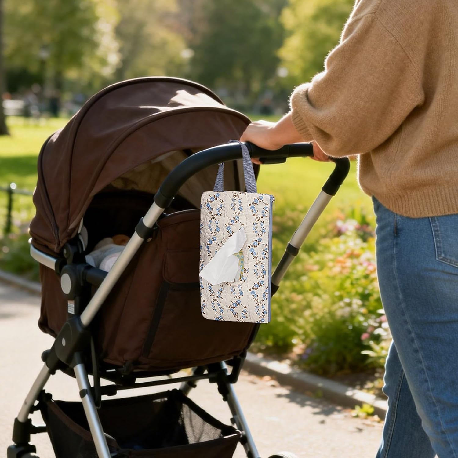Detalle de Quilted Baby Wipe Holder, Floral Pattern