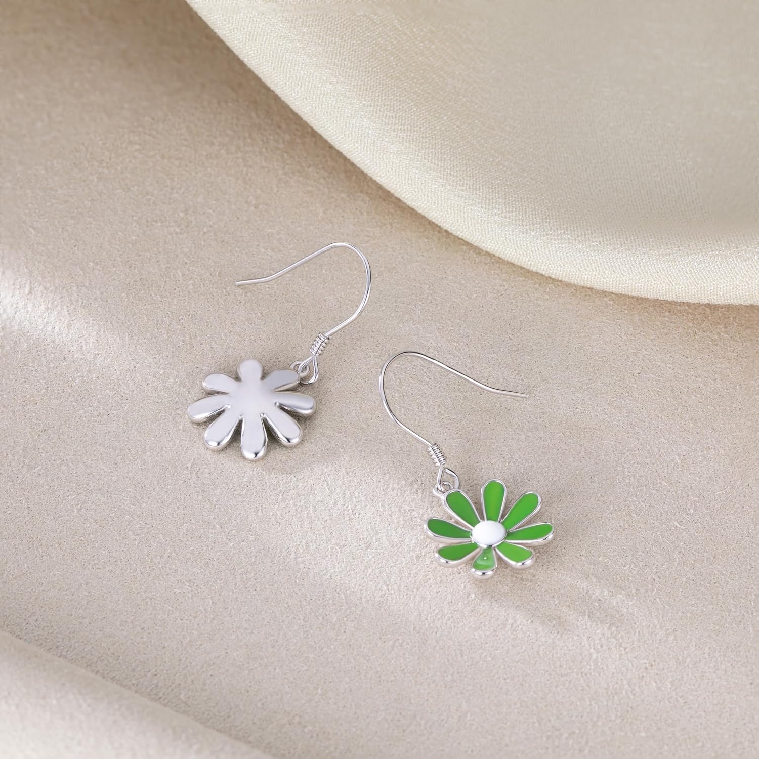 Thumbnail 2 de SLUYNZ 925 Sterling Silber Blume Tropfen Ohrringe – Gänseblümchen-Design, 2,8 cm