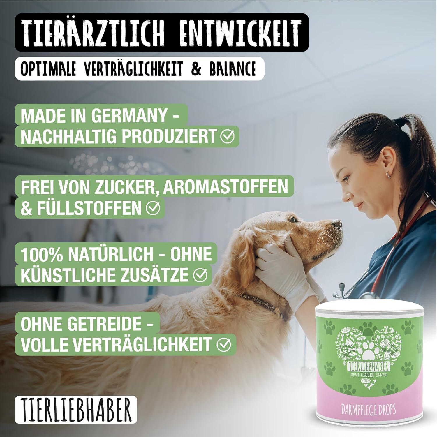 Detalle de TIERLIEBHABER Darmpflege Drops – 350 g (115 Stück)