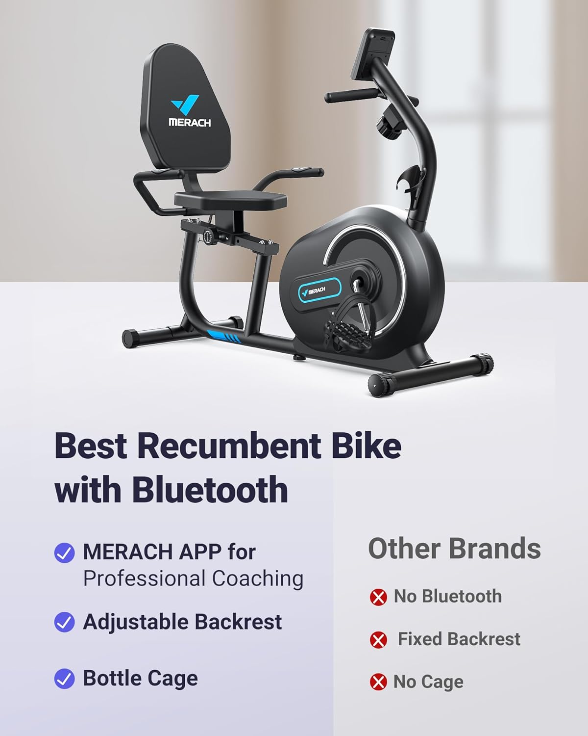 Detalle 2 de MERACH Magnetic Recumbent Bike 8 levels