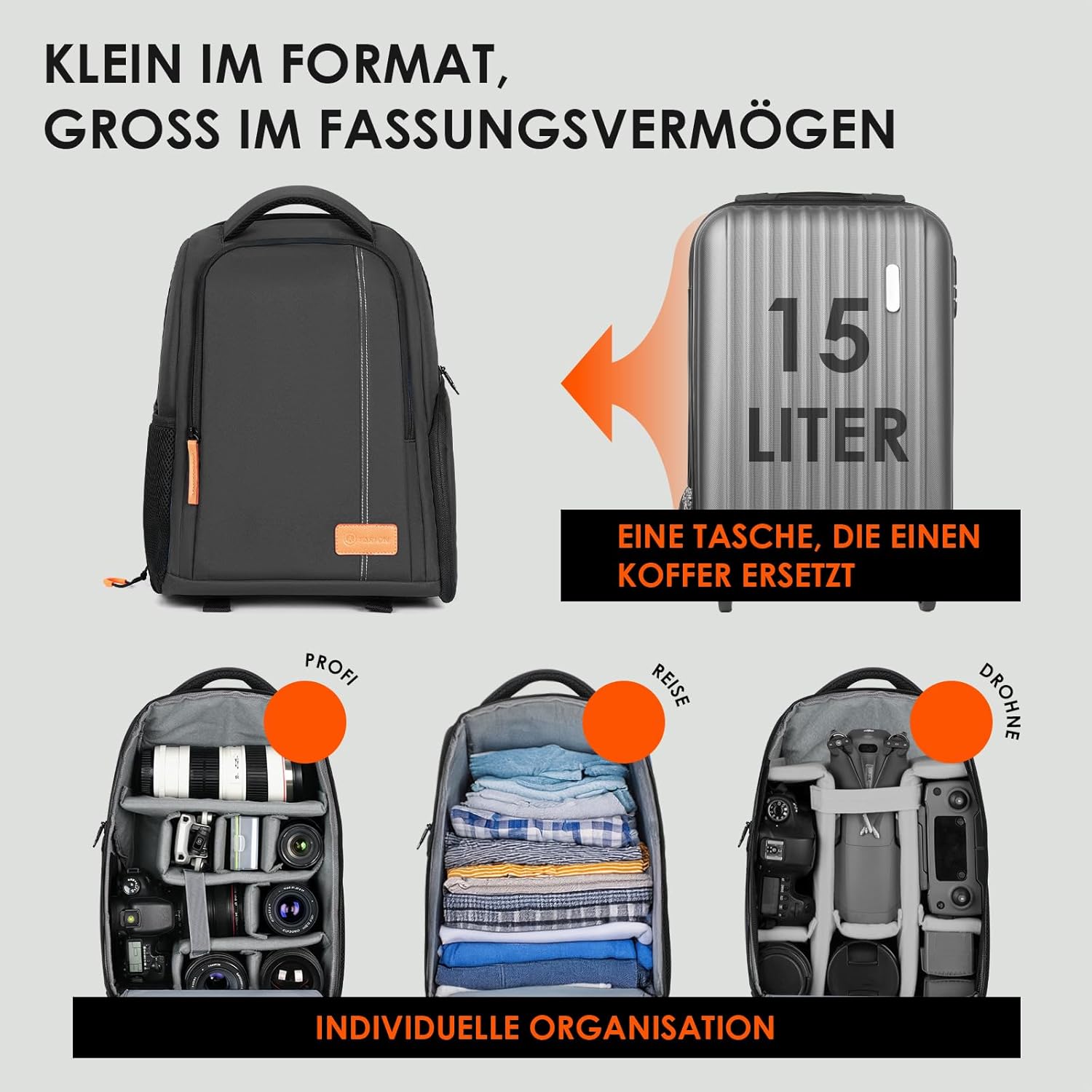 Detalle de TARION Kamerarucksack 15 Zoll