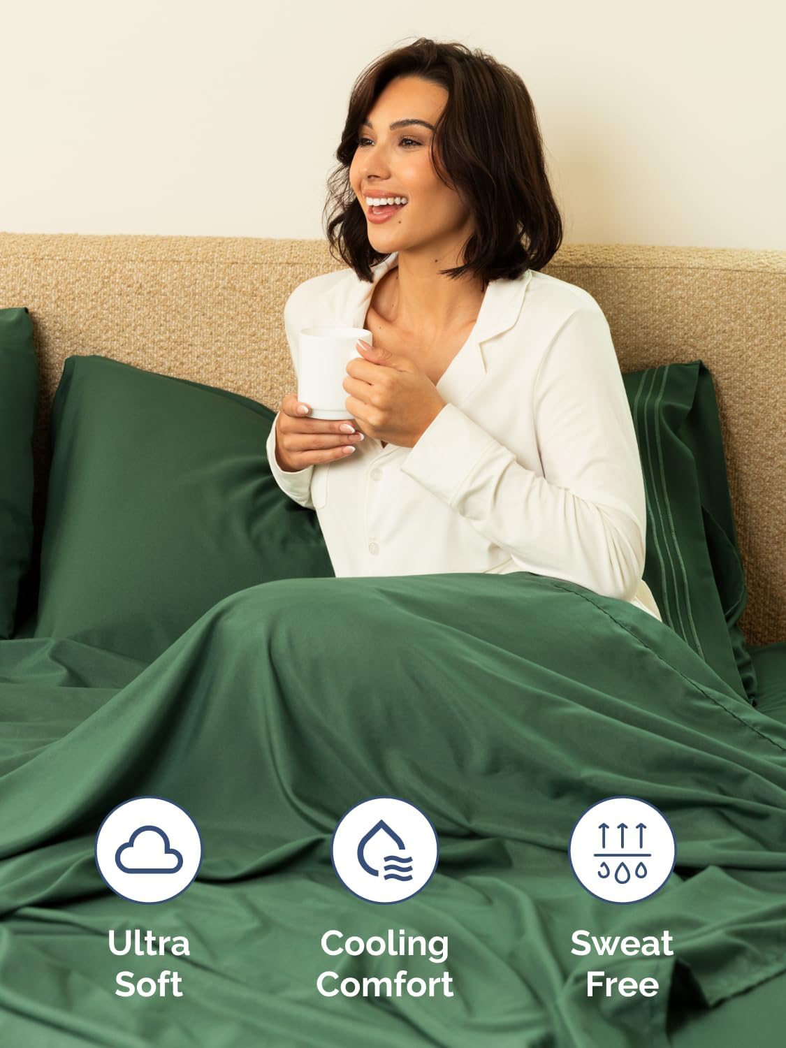 Detalle de CGK Unlimited CGK Linens Extra Deep King Fitted Sheet, Emerald Green Microfiber