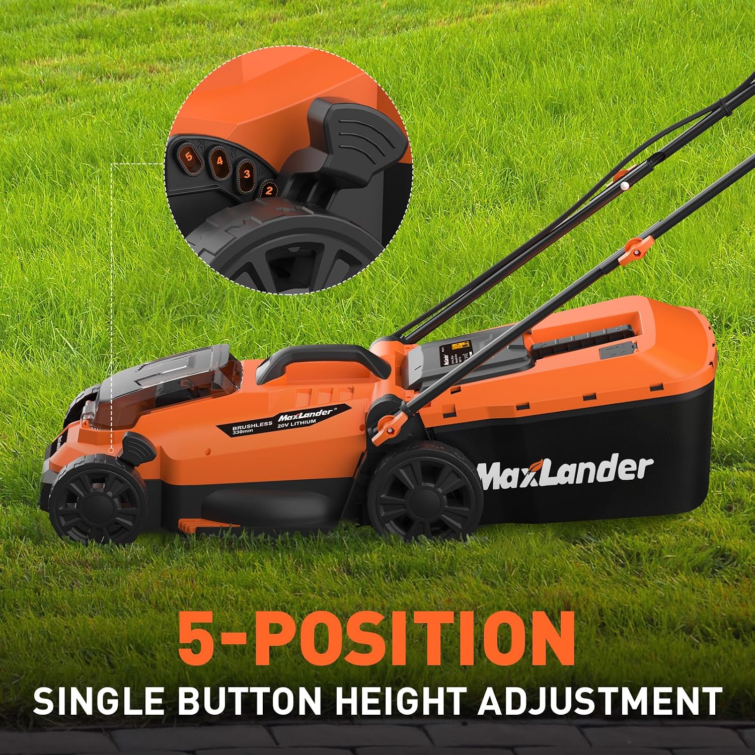 Thumbnail 2 de Maxlander 33cm Cordless Lawnmower with 5-Position Height Adjustment and Dual 18V Batteries