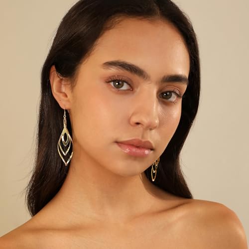 Detalle de Meissa Orecchini pendenti Geometrica 925 Ørecchini lunghi in argento, oro e oro rosa
