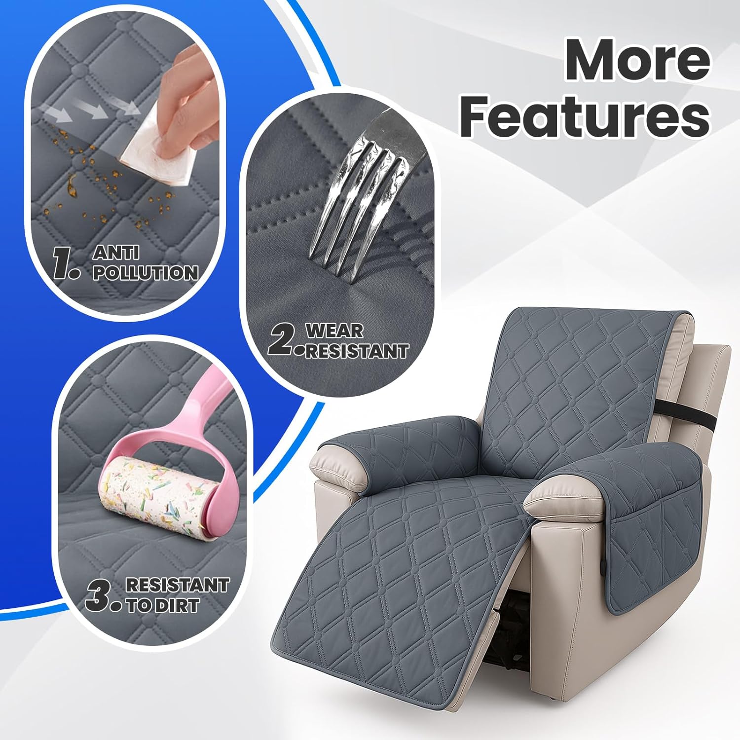 Thumbnail 5 de Ystyle Housse Fauteuil Inclinable Étanche Gris