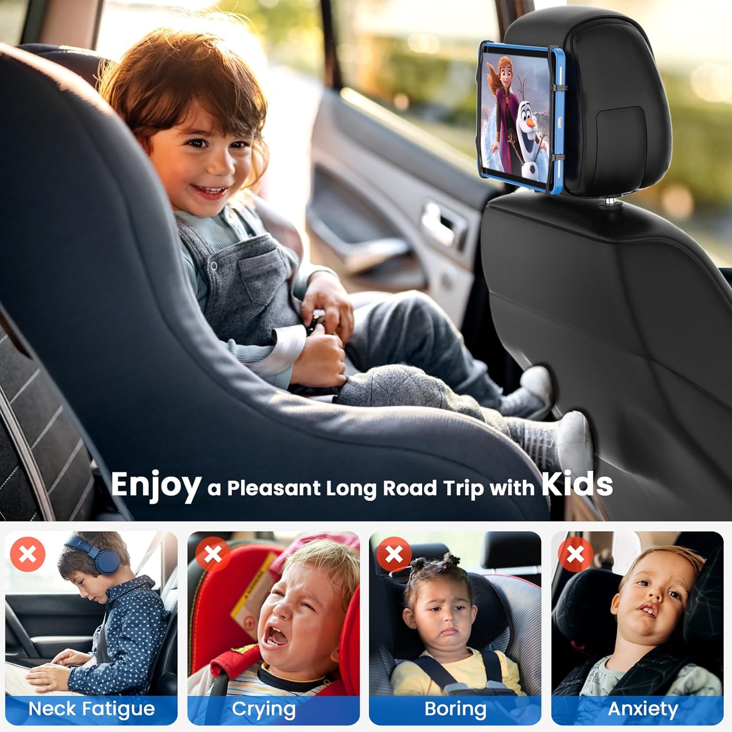 Thumbnail 1 de WONNIE Upgraded Car Headrest Tablet Mount 7–12.9in
