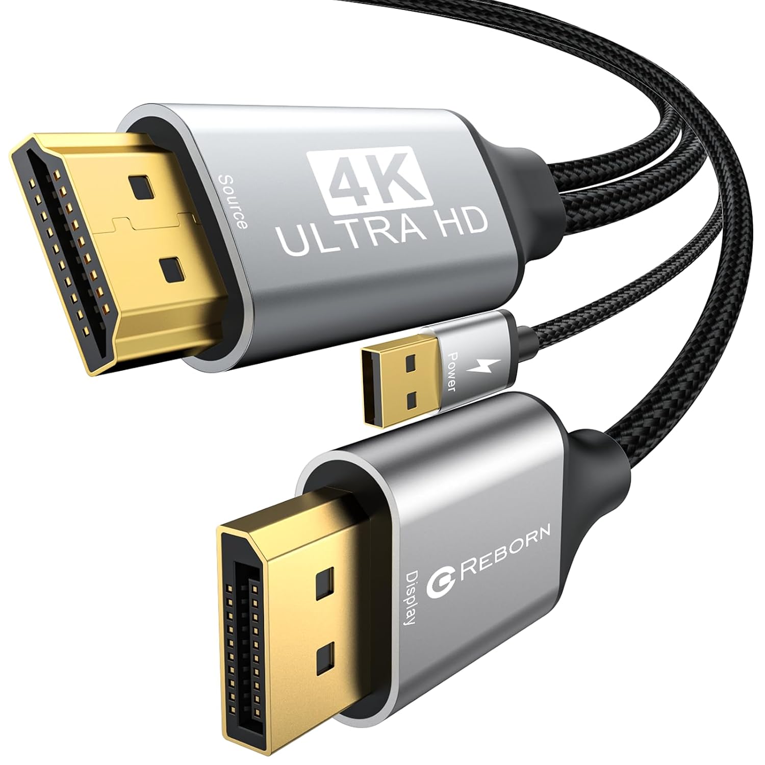 Detalle de Active HDMI to DisplayPort Cable (4K 60Hz, 1080p@120Hz) 6FT – One-Way HDMI Source to DP Monitor Adapter