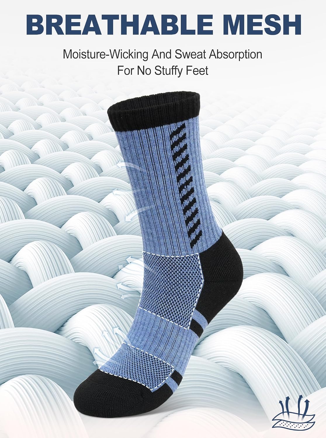 Detalle 2 de ZFSOCK Men's Work Boot Socks, Fully Cushioned with Reinforced Heels and Toes