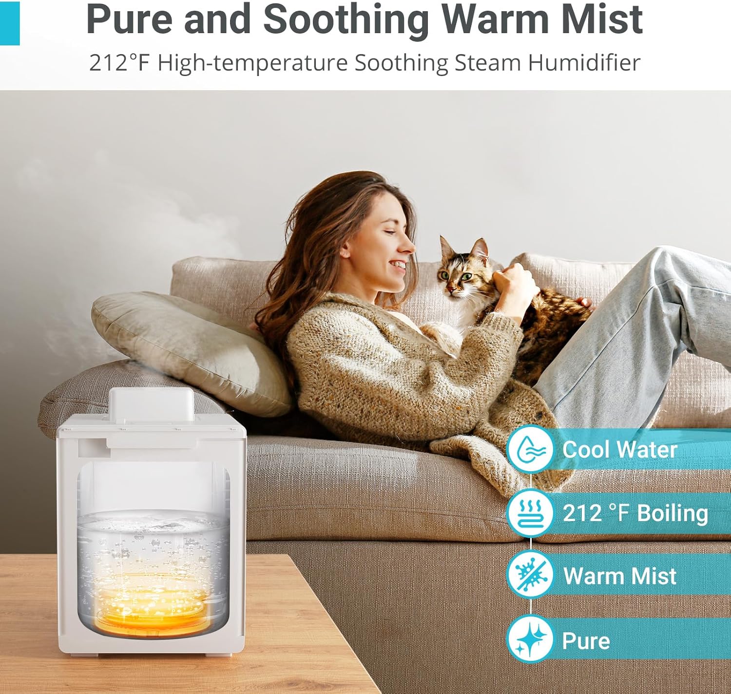 Detalle 2 de Livatro 3L Stainless Steel Warm Mist Humidifier ๐ง