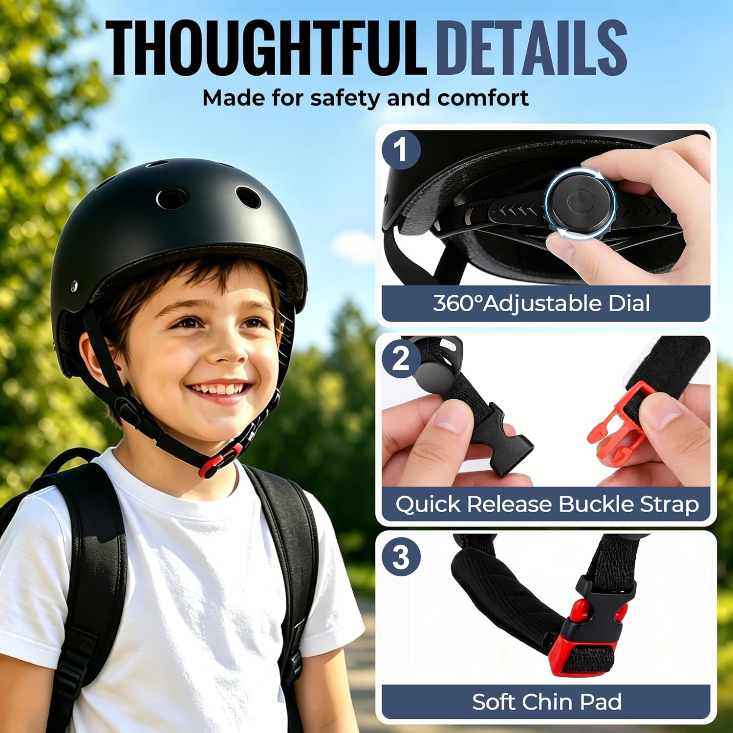 Detalle de Kids Bike Helmet: Adjustable, Lightweight Multi-Sport Protection for Ages 1-14