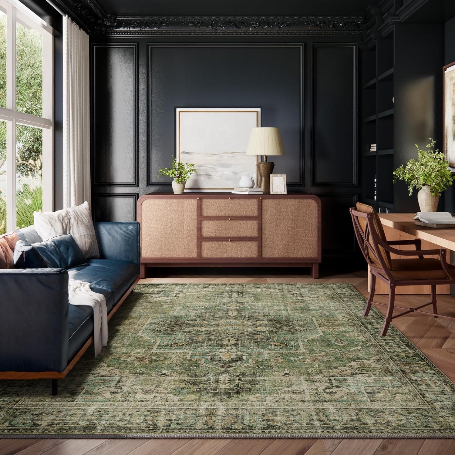 Thumbnail 6 de 9x12 Area Rug for Living Room — Washable, Non-Slip, Boho Vintage Style