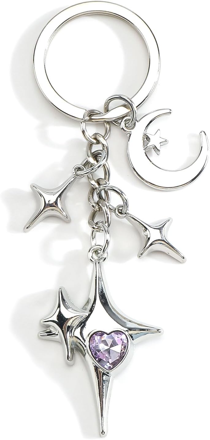 Thumbnail 5 de Gallkeat Galaxy Star Keychain Y2k Crescent Moon Star Keyrings