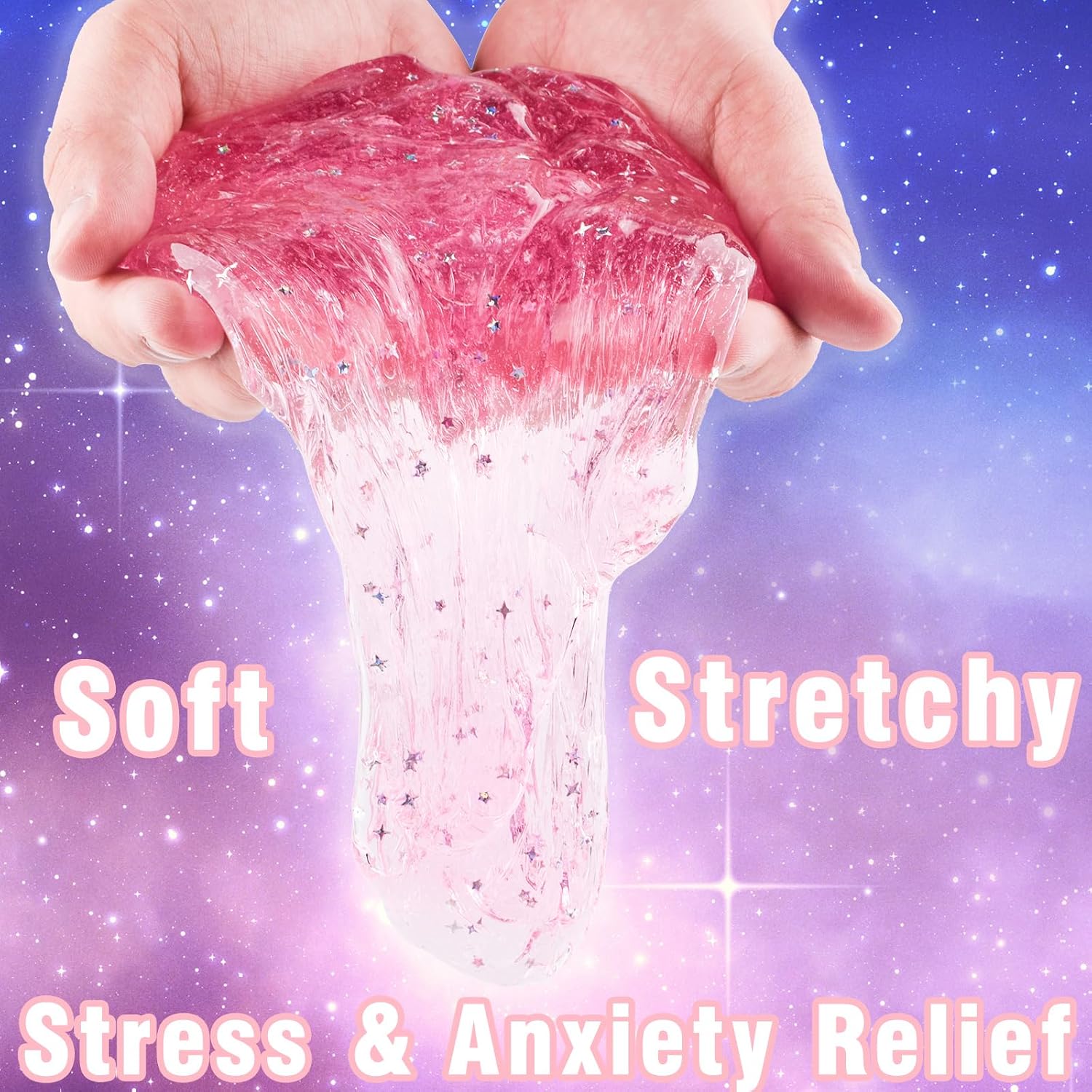 Detalle 2 de 24 Pack Pink Galaxy Star Slime Glitter Galaxy Slime Cups (Ages 3+)