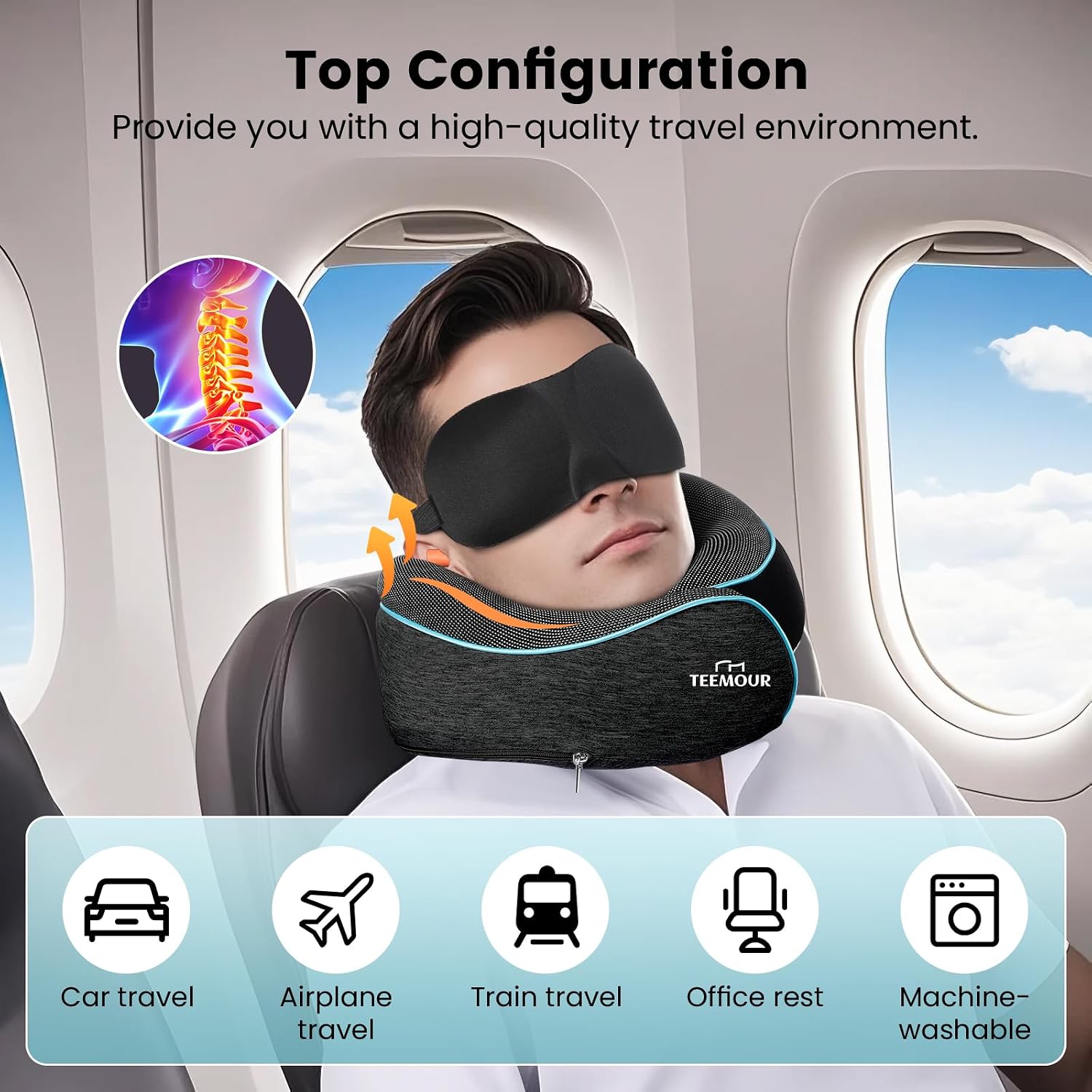 Thumbnail 1 de Memory Foam Travel Pillow 360° Neck Support