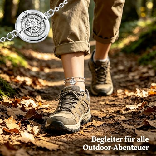 Detalle de Gkmamrg Kompass Fußkettchen aus 925 Sterling Silber – Symbol für Führung & Abenteuer