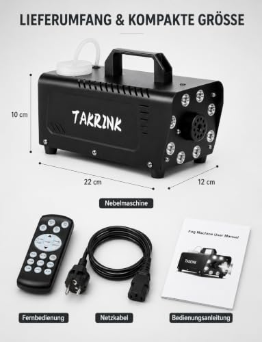 Thumbnail 8 de TAKRINK Nebelmaschine 900W mit RGB LED – Rauchmaschine mit Fernbedienung, 16 Farben
