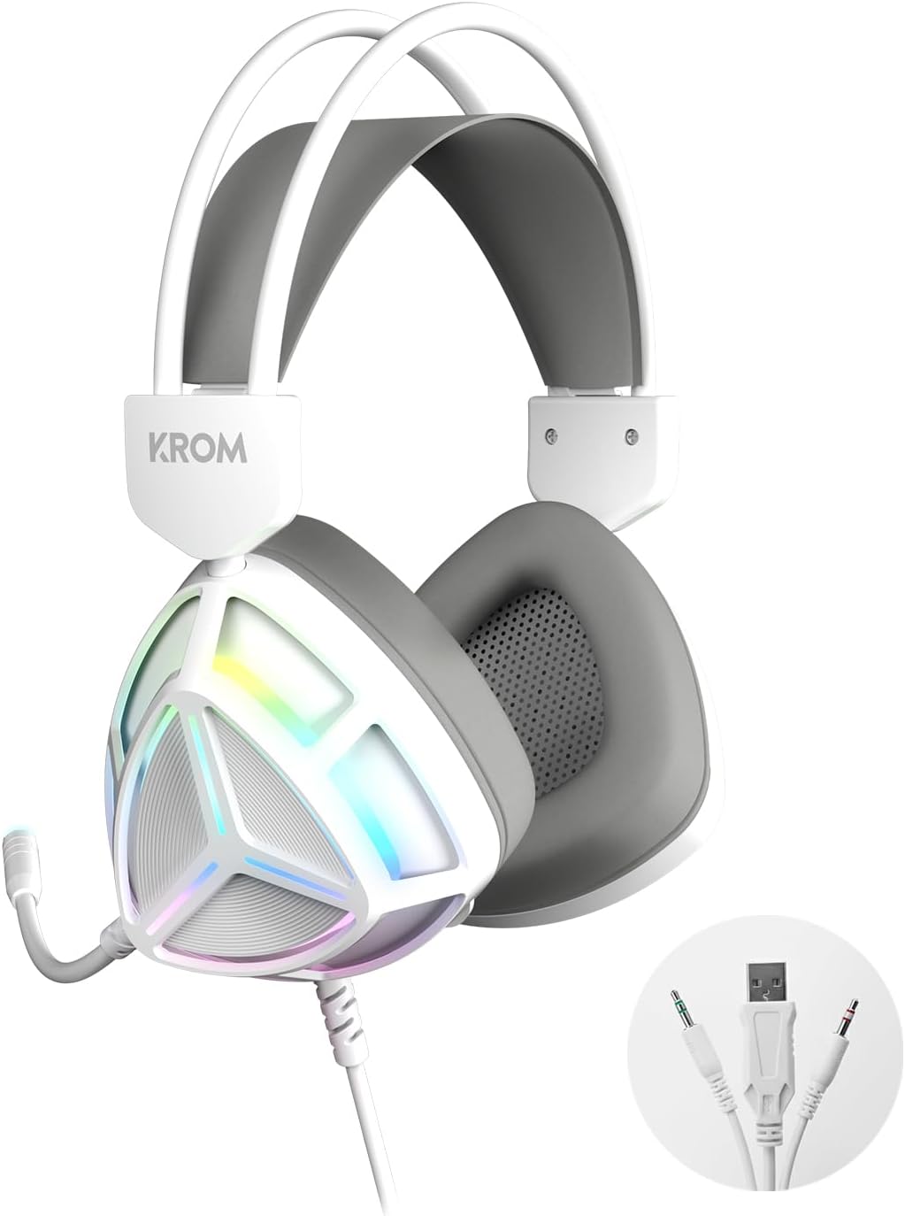 Detalle 1 de KROM Klass 4 w 1: biały zestaw gamingowy TKL, RGB, hiszpański układ