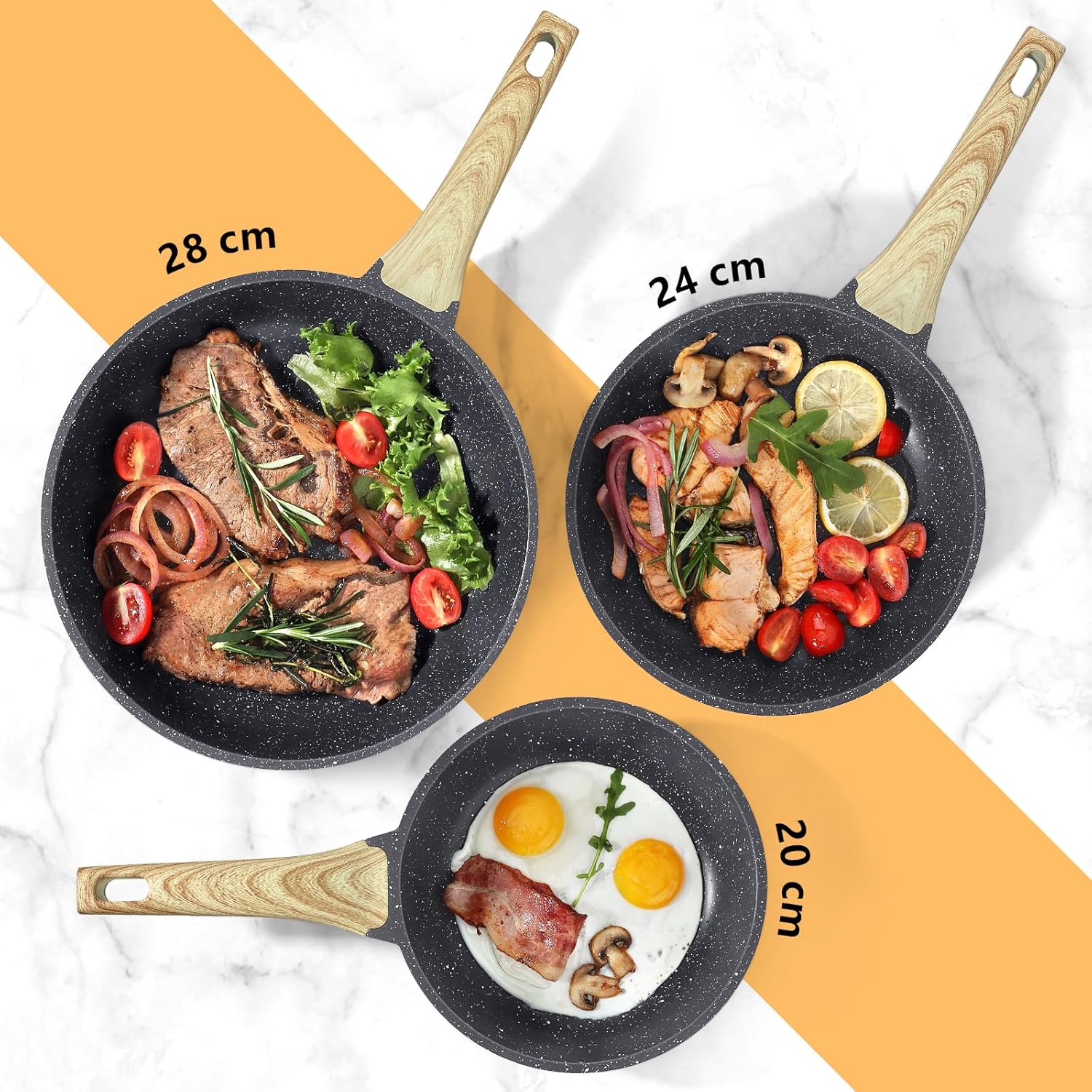 Thumbnail 3 de GiPP Grey Granite non-stick skillet frying pan with lid (PFOA-free) – 24cm+Lid