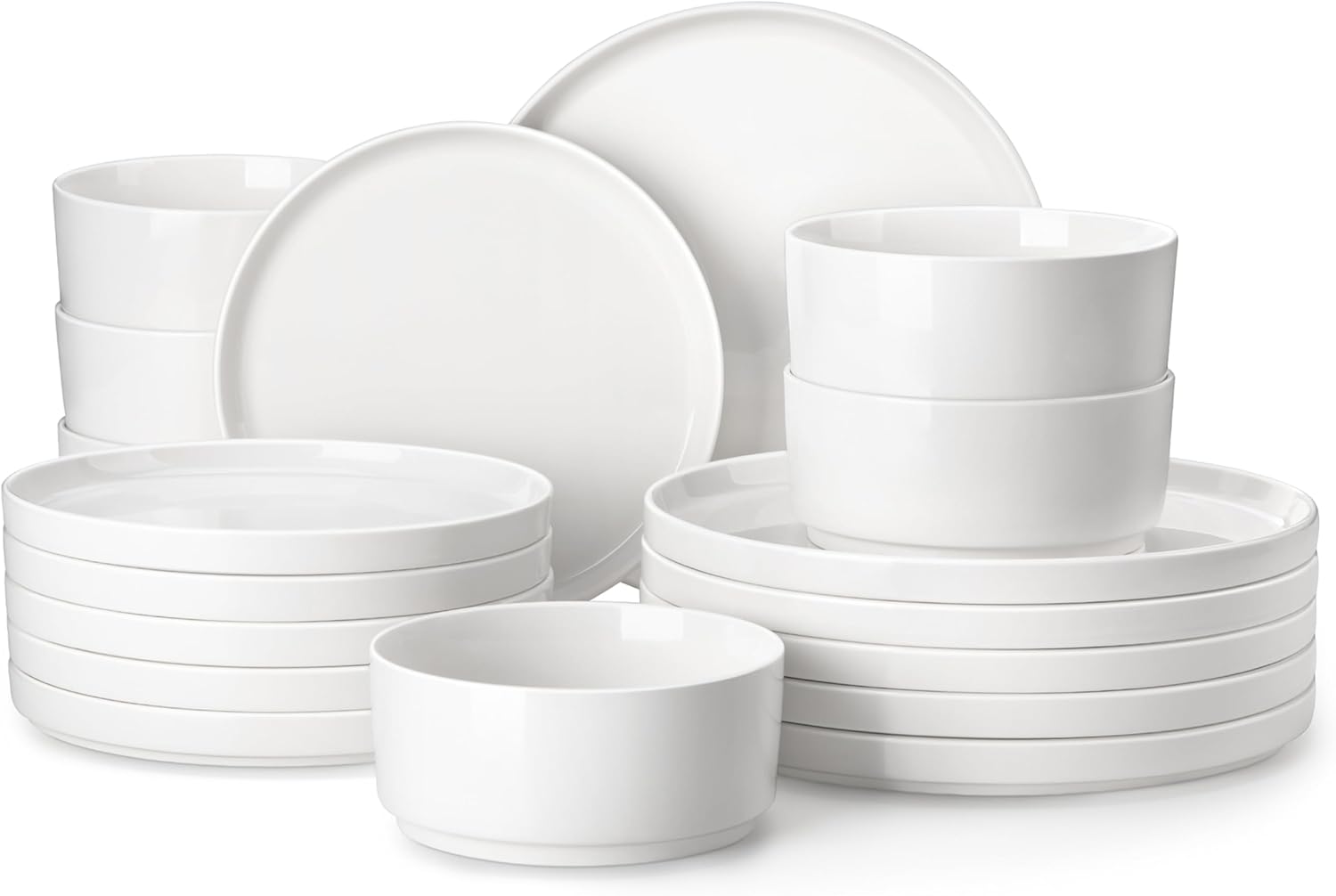 Detalle de MALACASA 18 Pieces Porcelain Dinnerware Set (Series LEAH) for 6