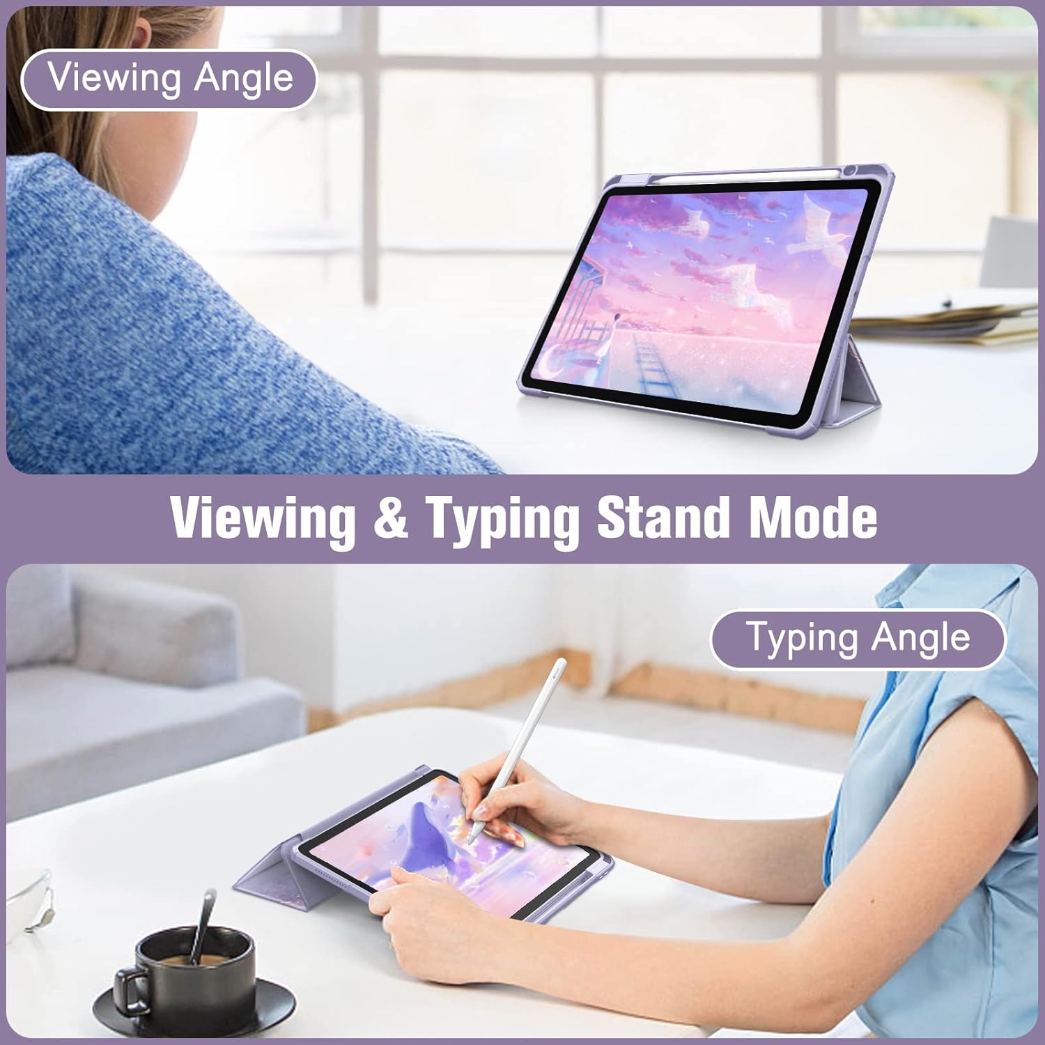Thumbnail 3 de Fintie Hybrid Hülle für iPad Air 11 Zoll M4/M3/M2 und iPad Air 5./4. Gen – Lila Marmor