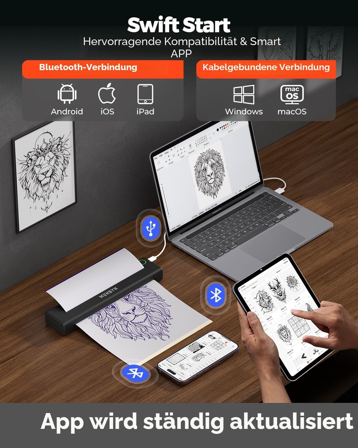 Thumbnail 3 de MUNBYN Tattoo Drucker ITP05 Bluetooth