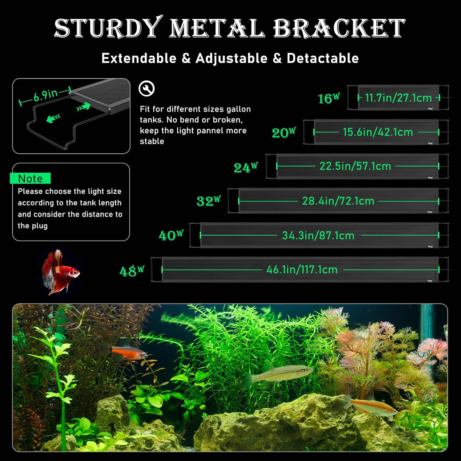 Thumbnail 6 de hygger Éclairage Aquarium: Rampe LED RGB 16W pour réservoirs 30–45 cm
