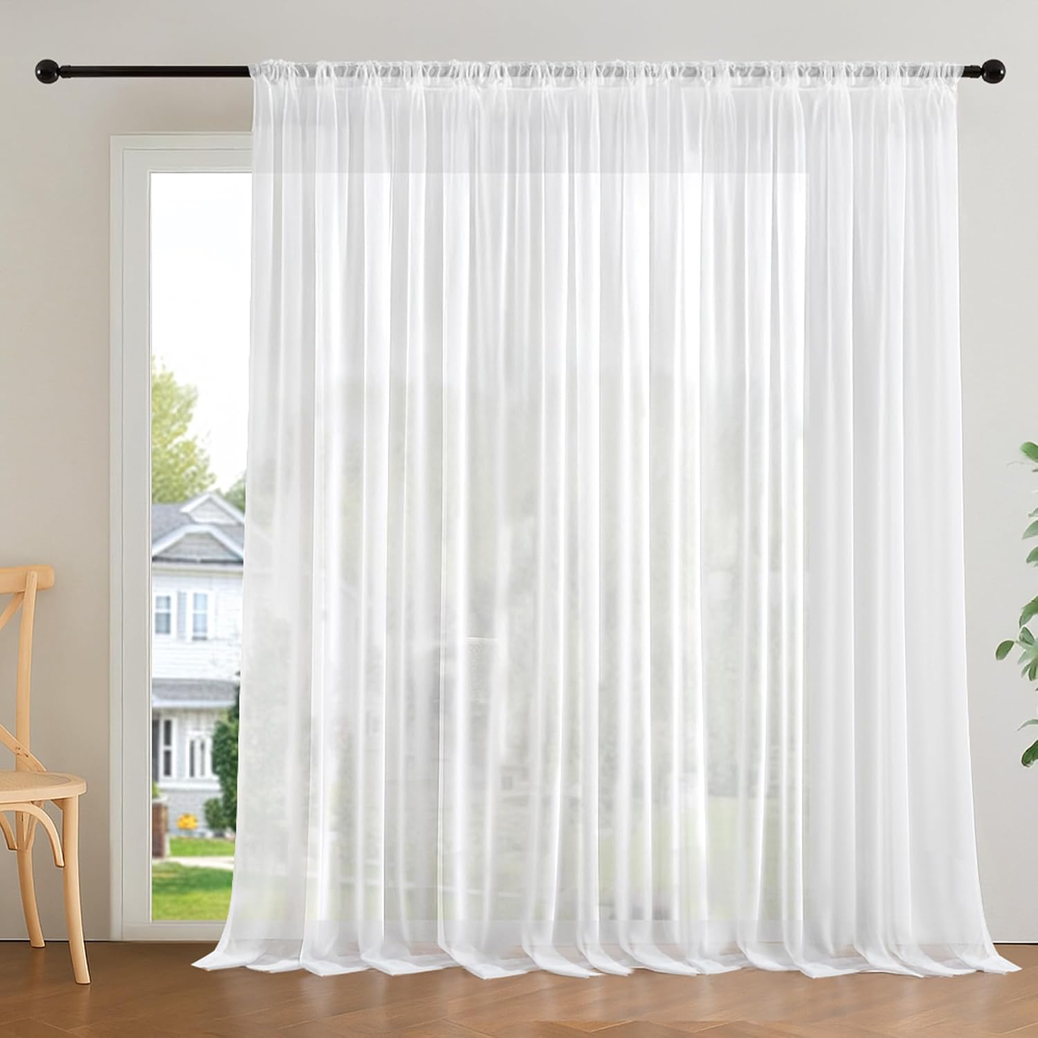 Detalle 2 de Deconovo DECTK003687Y-S1292 voilegordijn, wit, 300 x 220 cm met plooiband