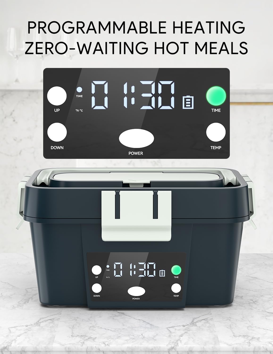 Thumbnail 3 de Battery-Powered Heated Lunch Box (1.6L) with Automatic Heating, 16,000mAh, Cordless Food Warmer for Adults