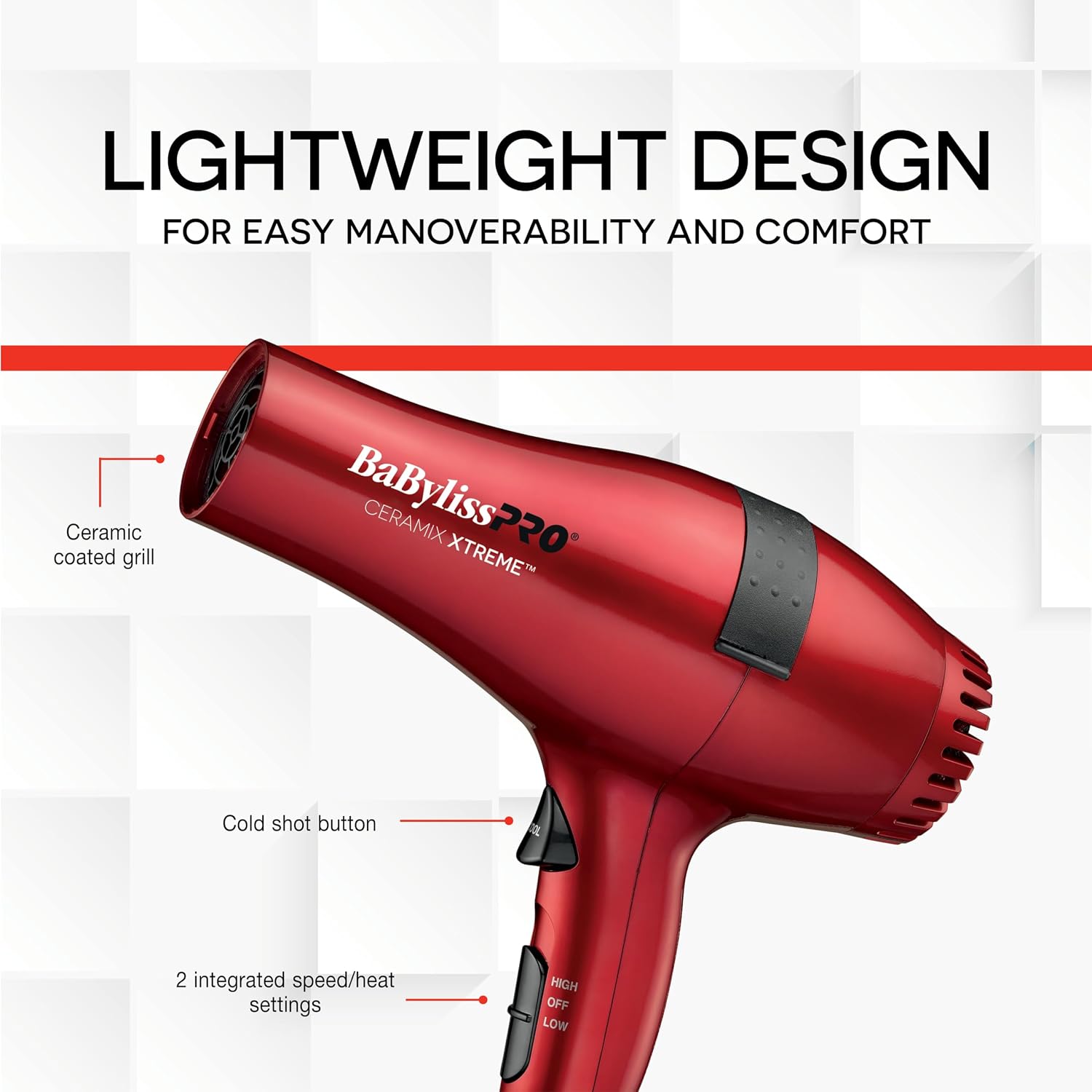 Thumbnail 5 de BaBylissPRO BAB5572NC Ceramix Xtreme Ceramic Hair Dryer, Red