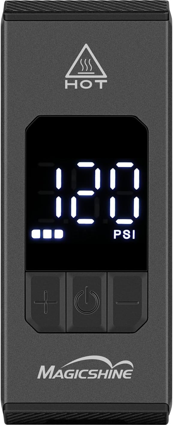 Detalle de Minipompa elettrica Magicshine Airro con manometro digitale integrato – 8 bar/120 psi