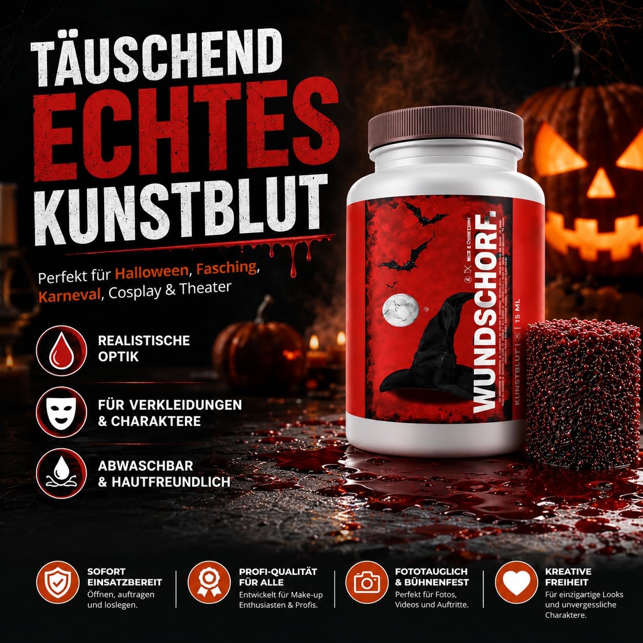 Detalle de TK Gruppe Timo Klingler TK39334 konstblod med sårskorpeffekt, 15 ml