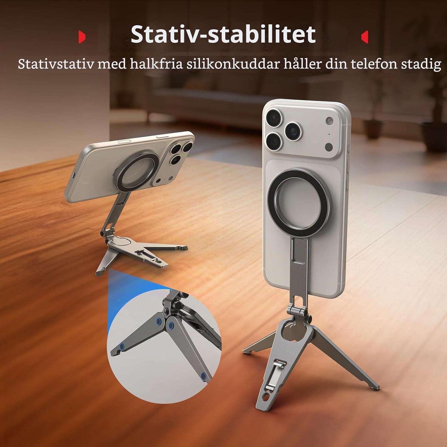 Detalle de SMALLRIG 5649 (13021-ac) mobilstativ med dubbelfäste och 270° lutning
