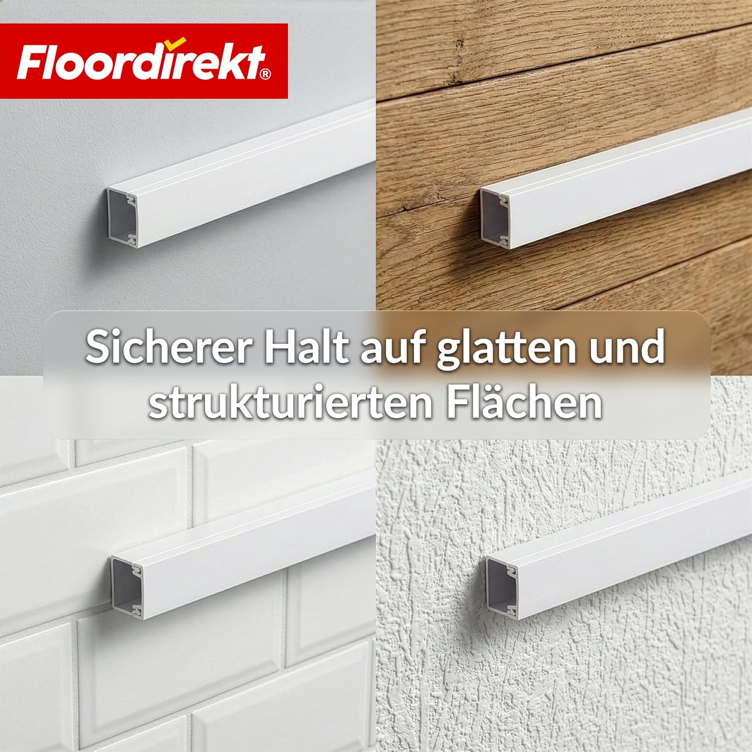 Thumbnail 4 de Floordirekt Kabelkanal Weiß selbstklebend – 1 m, 10 Stück (12×12 mm) – Kabelabdeckung für TV, Wand & Schreibtisch