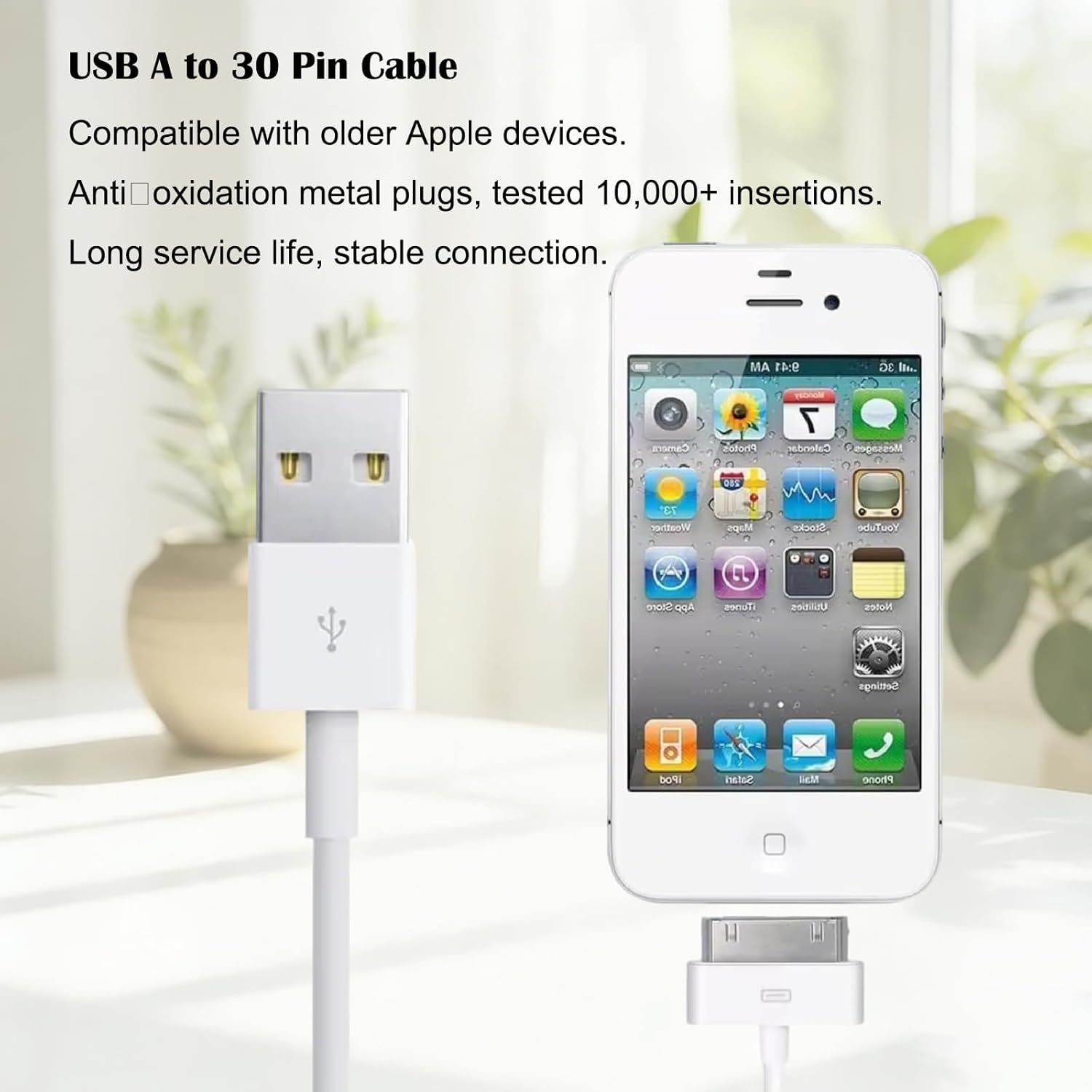 Thumbnail 4 de YANAJIAJIA 30‑Pin USB Sync & Charging Lead (1 Pack) – Compatible with iPhone 4/4S, iPad 1–3, iPod Nano/Touch